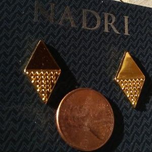 Nadri Double Gold Tone Triangle Stud Earrings